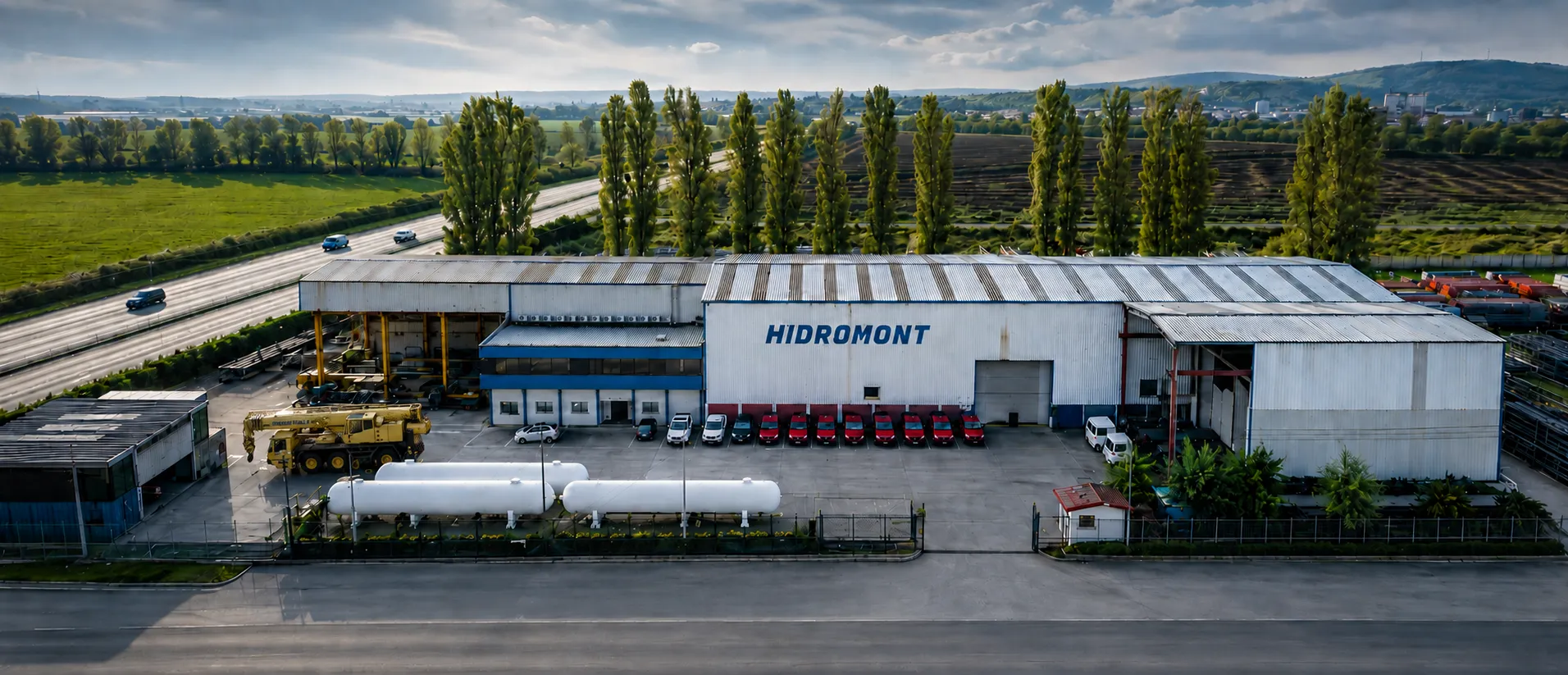 Vista aérea de las instalaciones de Hidromont Chile en Los Ángeles, Biobío