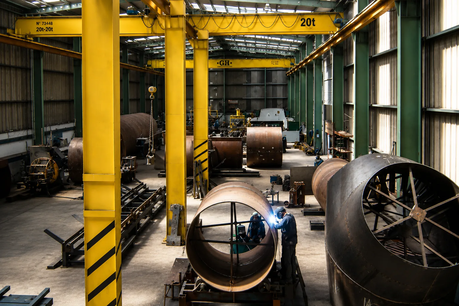Nave del taller industrial de Hidromont con grúa pórtico de 20 toneladas